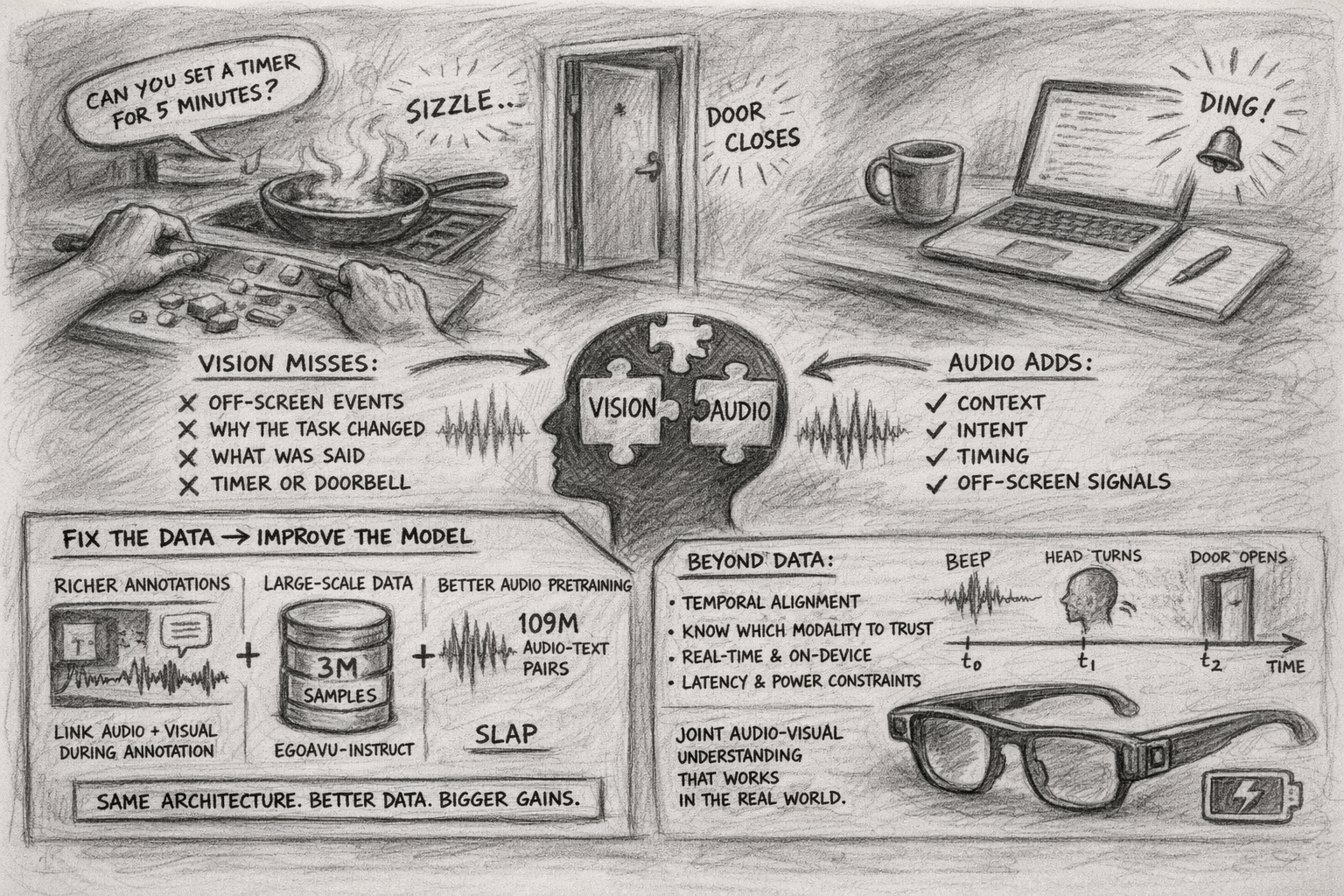 The Audio-Visual Gap in Embodied AI